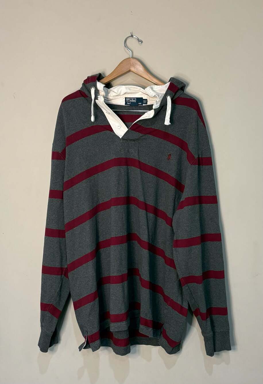 Polo by Ralph Lauren Men's Striped Long Sleeve Hooded Rugby Shirt 2XLT